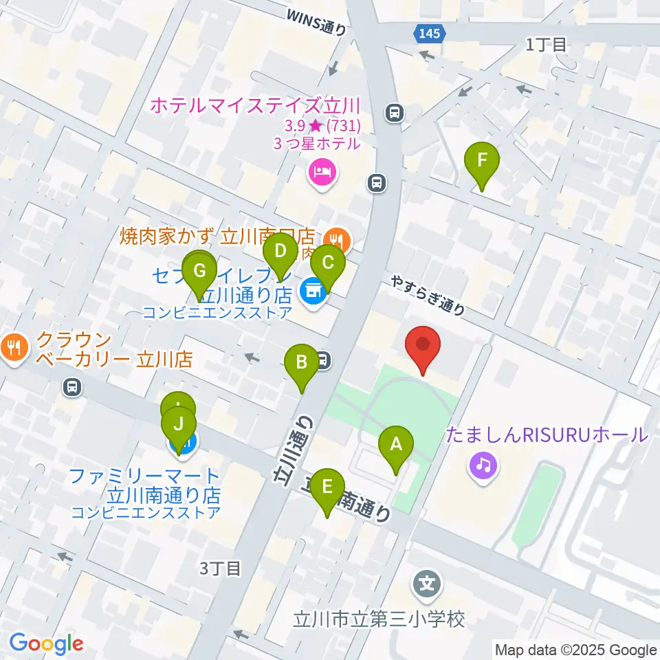 立川市子ども未来センター周辺の駐車場・コインパーキング一覧地図