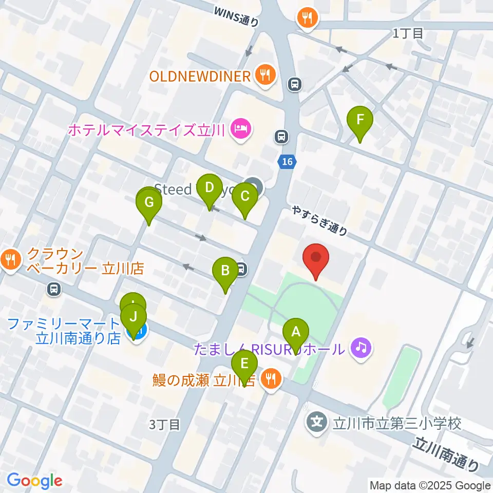 立川市子ども未来センター周辺の駐車場・コインパーキング一覧地図