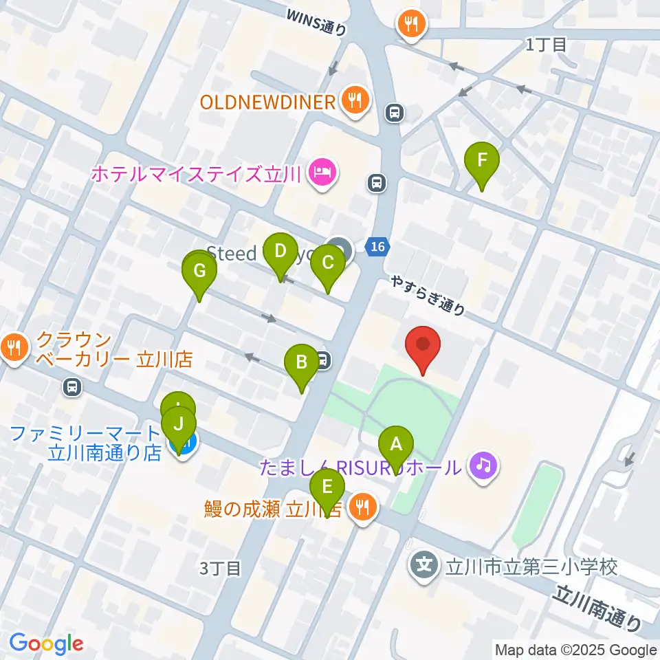 立川市子ども未来センター周辺の駐車場・コインパーキング一覧地図