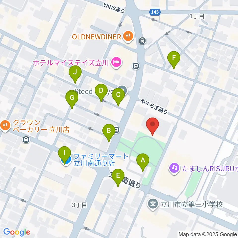 立川市子ども未来センター周辺の駐車場・コインパーキング一覧地図