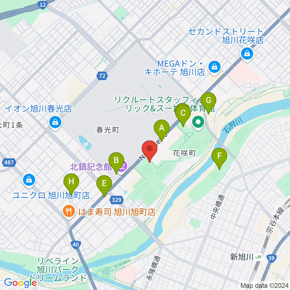 旭川スタルヒン球場周辺の駐車場・コインパーキング一覧地図