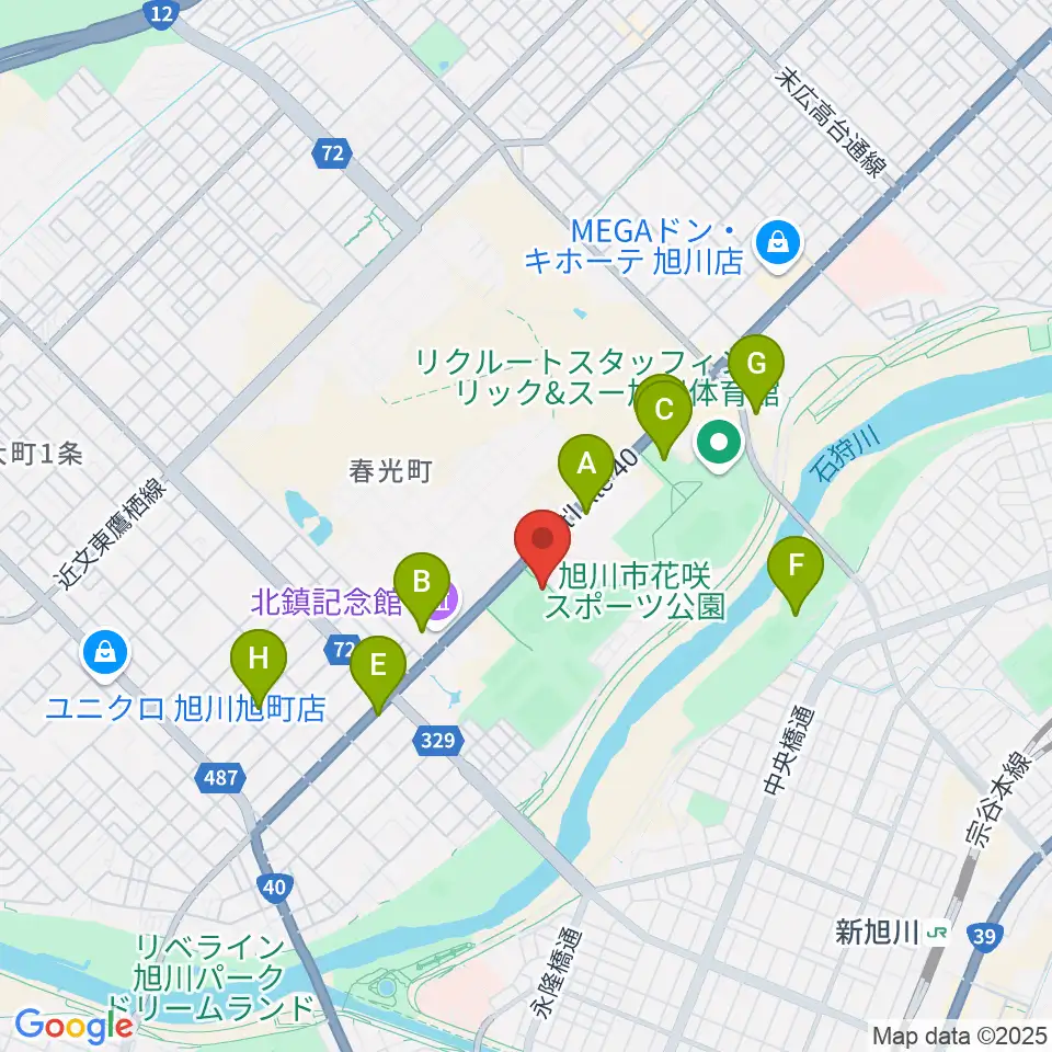 旭川スタルヒン球場周辺の駐車場・コインパーキング一覧地図