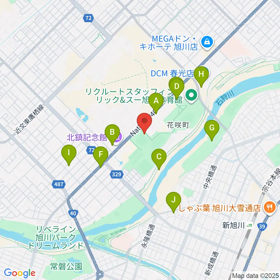 旭川スタルヒン球場周辺の駐車場・コインパーキング一覧地図