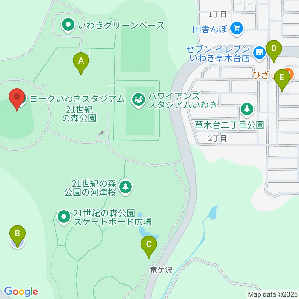 ヨークいわきスタジアム周辺の駐車場・コインパーキング一覧地図