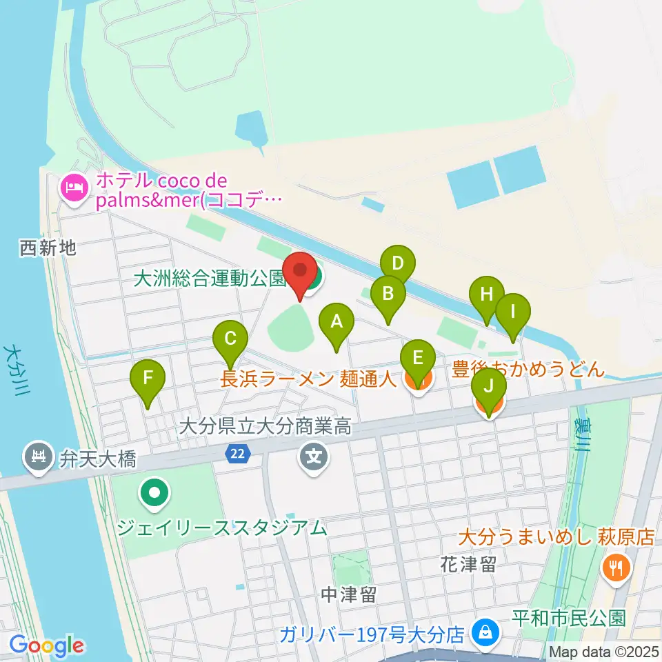 別大興産スタジアム周辺の駐車場・コインパーキング一覧地図