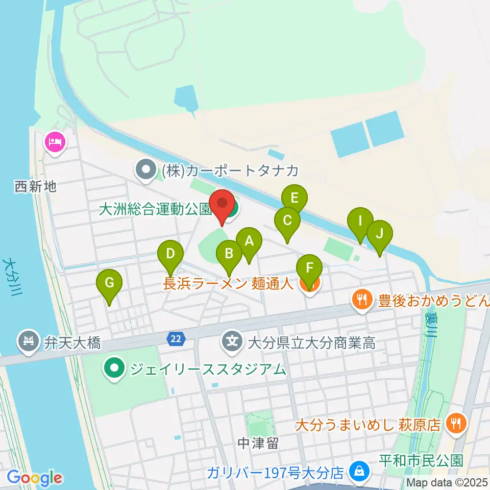 別大興産スタジアム周辺の駐車場・コインパーキング一覧地図