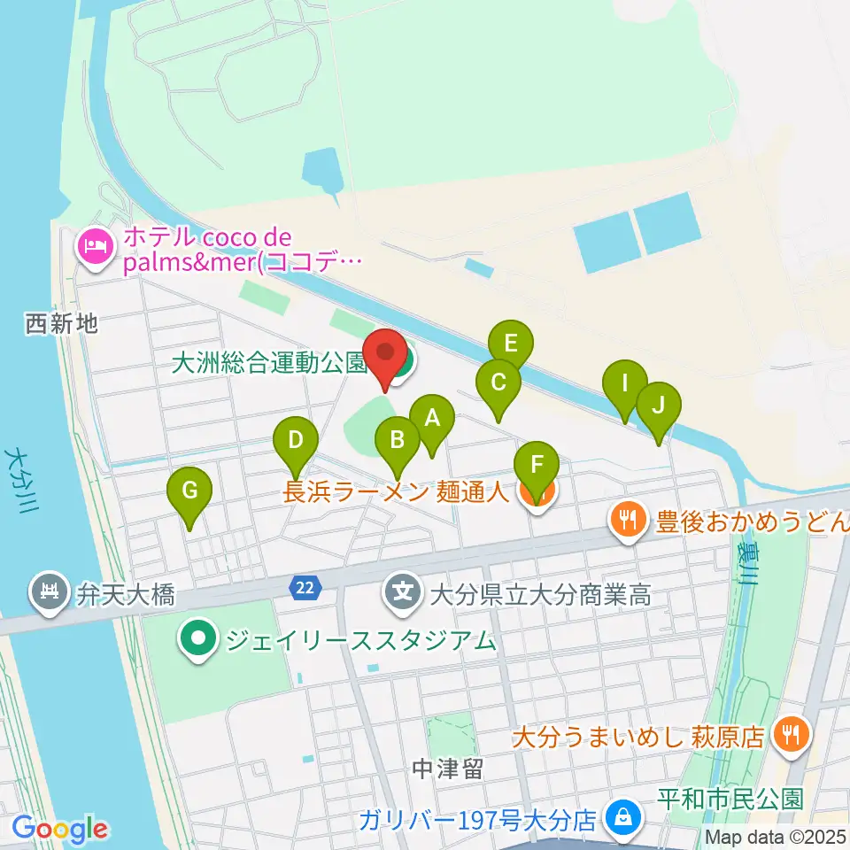 別大興産スタジアム周辺の駐車場・コインパーキング一覧地図