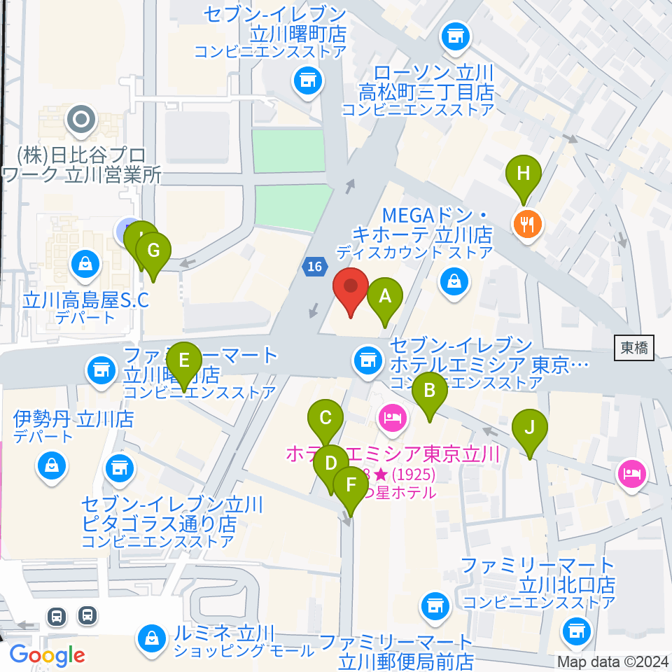 ディスクユニオン立川店周辺の駐車場・コインパーキング一覧地図