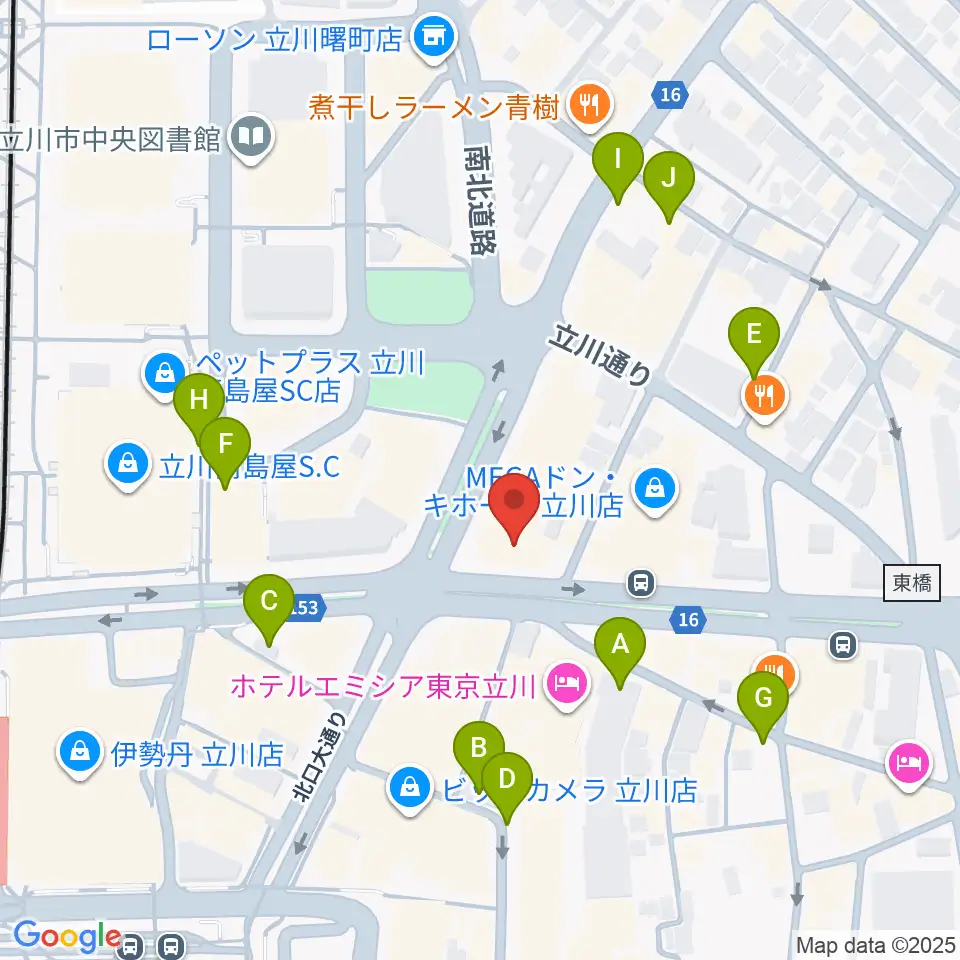 ディスクユニオン立川店周辺の駐車場・コインパーキング一覧地図