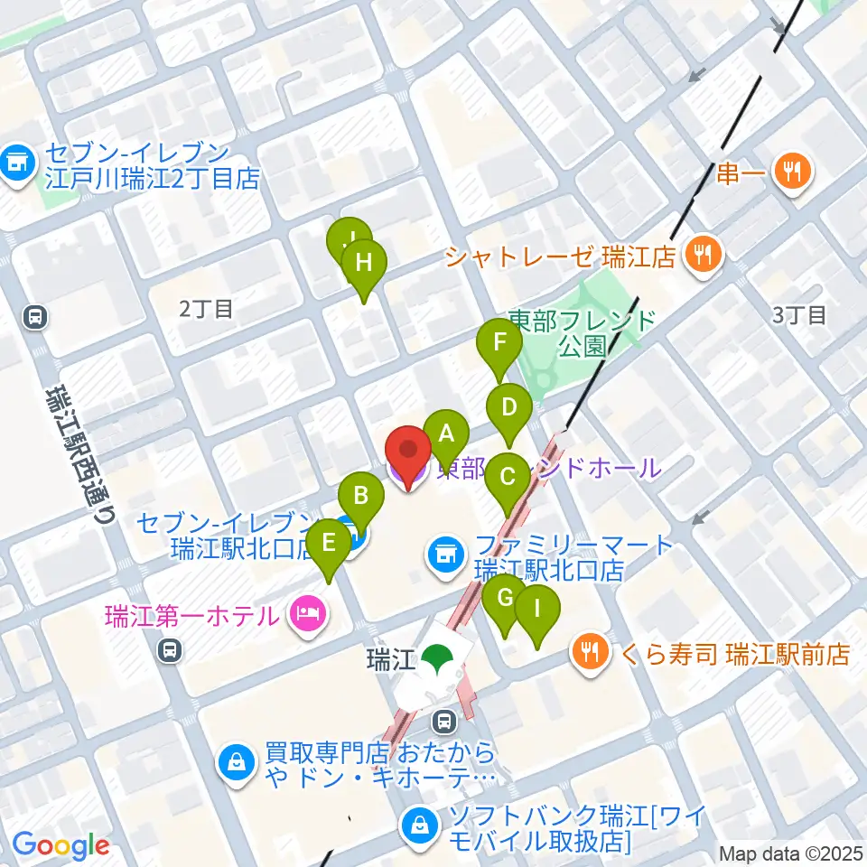 東部フレンドホール周辺の駐車場・コインパーキング一覧地図