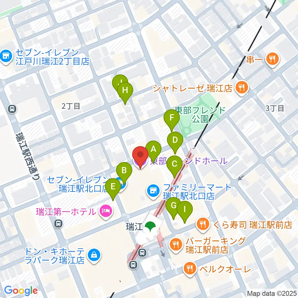 東部フレンドホール周辺の駐車場・コインパーキング一覧地図