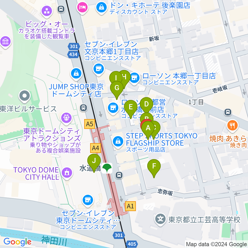 水道橋Words周辺の駐車場・コインパーキング一覧地図