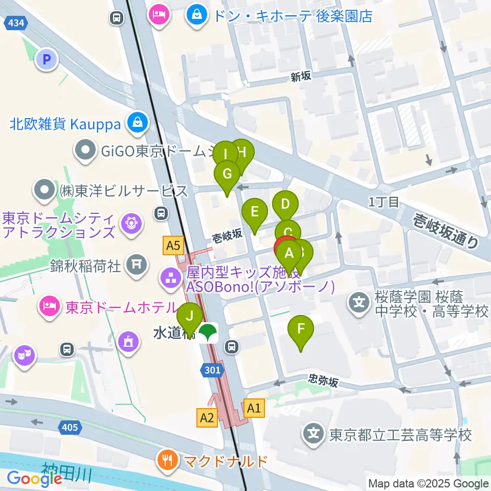 水道橋Words周辺の駐車場・コインパーキング一覧地図