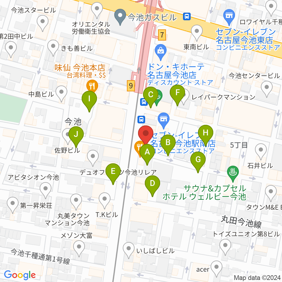 今池GROW周辺の駐車場・コインパーキング一覧地図