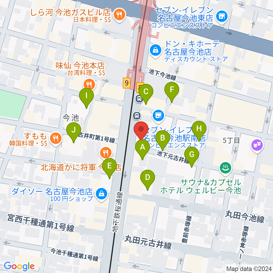 今池GROW周辺の駐車場・コインパーキング一覧地図