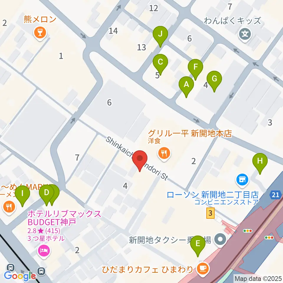 神戸新開地・喜楽館周辺の駐車場・コインパーキング一覧地図