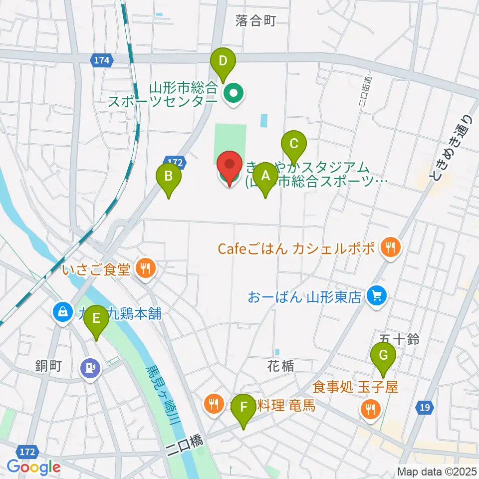きらやかスタジアム周辺の駐車場・コインパーキング一覧地図