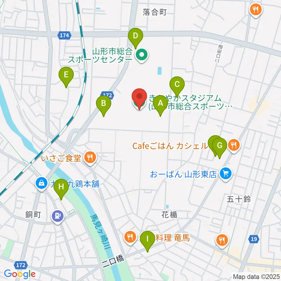 きらやかスタジアム周辺の駐車場・コインパーキング一覧地図
