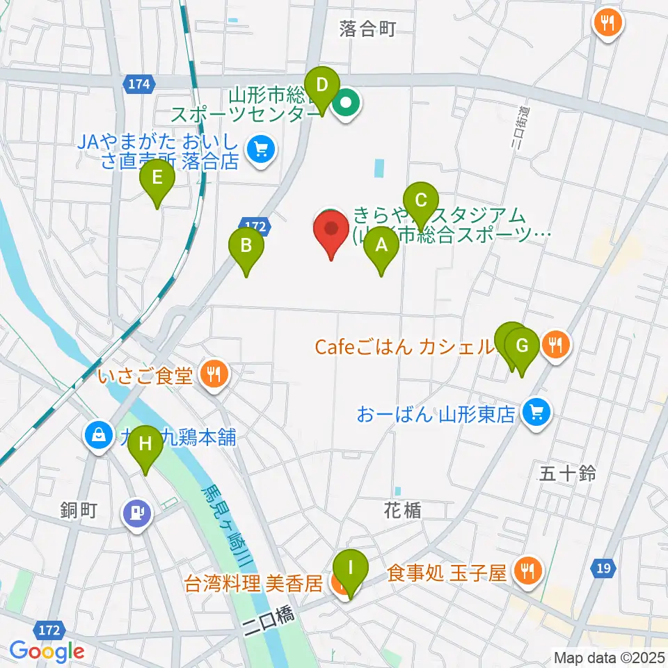 きらやかスタジアム周辺の駐車場・コインパーキング一覧地図