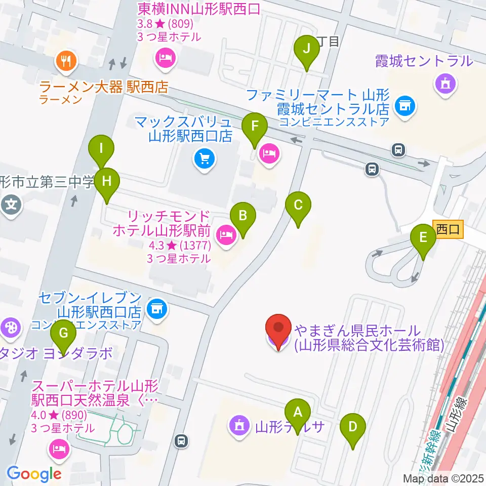 やまぎん県民ホール周辺の駐車場・コインパーキング一覧地図