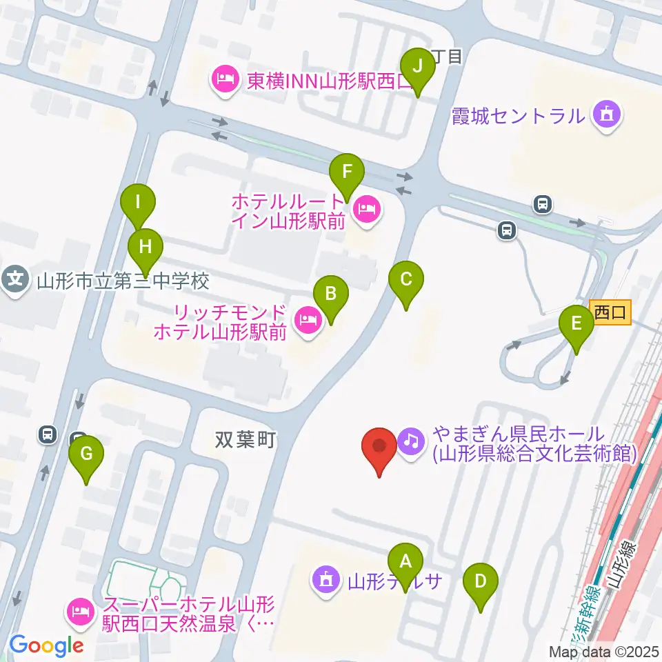 やまぎん県民ホール周辺の駐車場・コインパーキング一覧地図