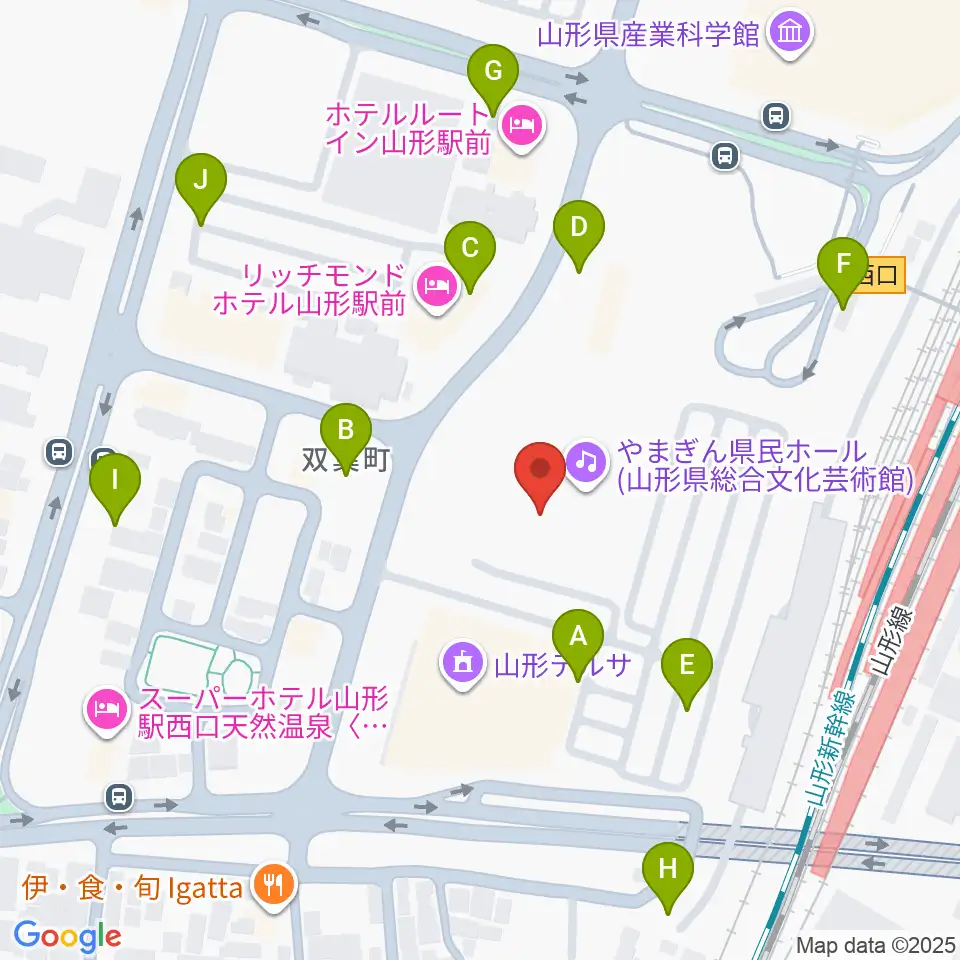やまぎん県民ホール周辺の駐車場・コインパーキング一覧地図