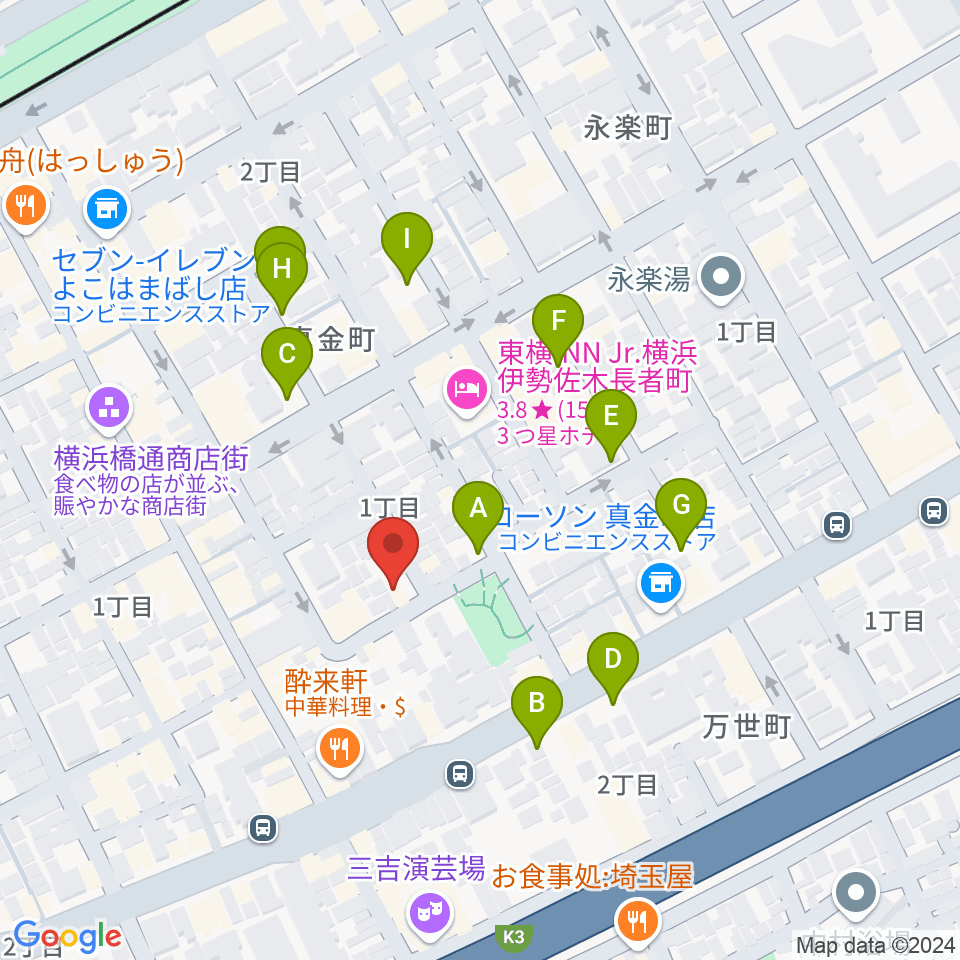 横浜橋スタジオ周辺の駐車場・コインパーキング一覧地図