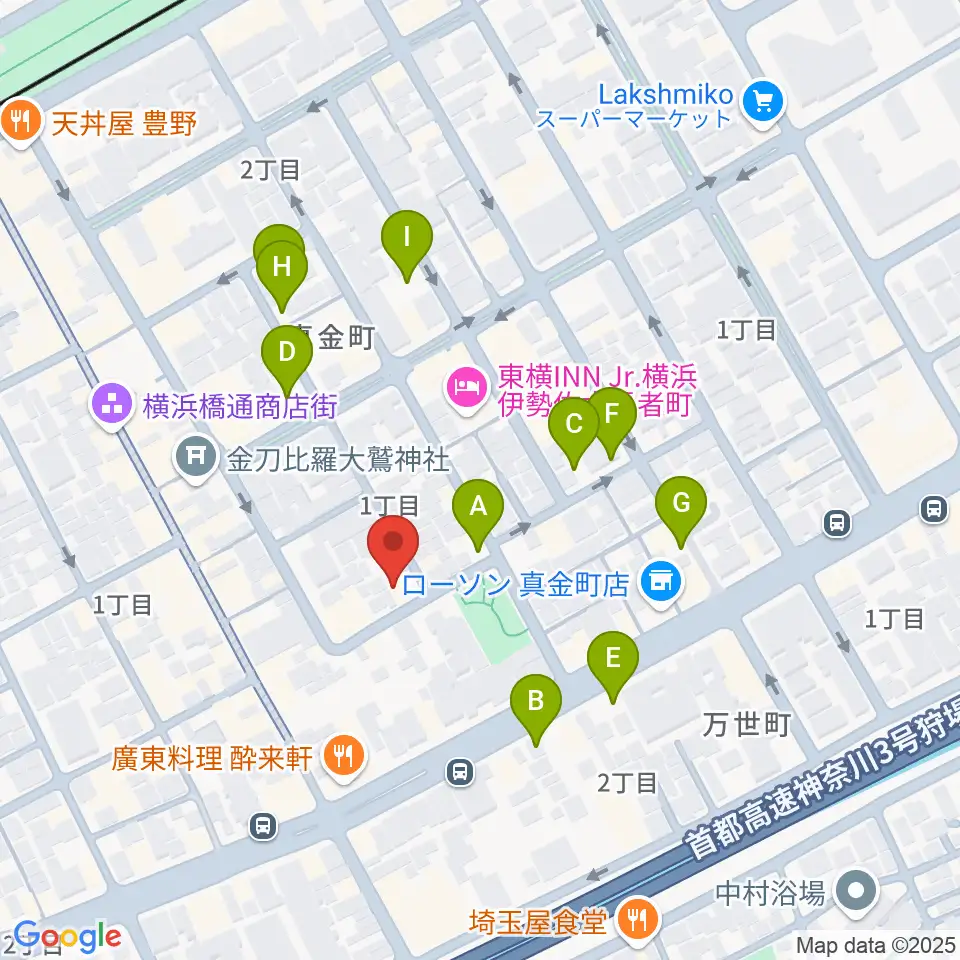 横浜橋スタジオ周辺の駐車場・コインパーキング一覧地図