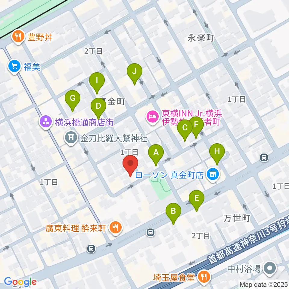 横浜橋スタジオ周辺の駐車場・コインパーキング一覧地図