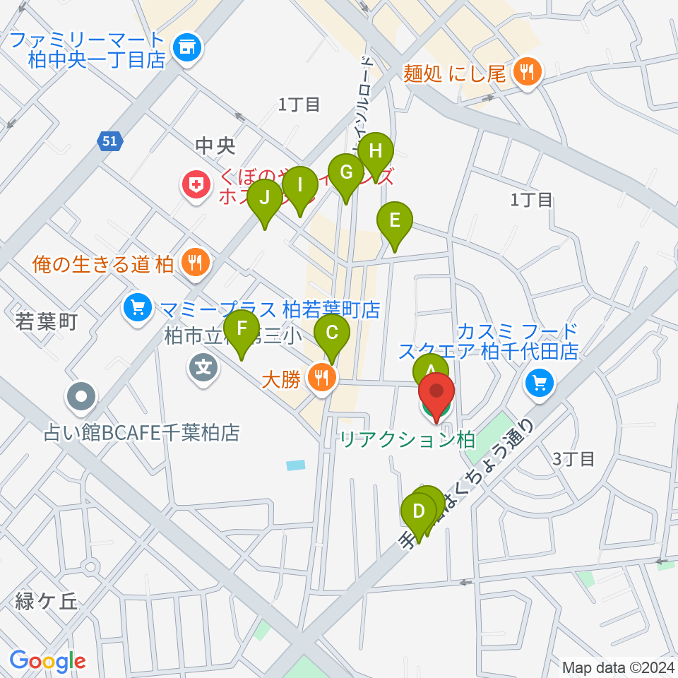 リアクション柏周辺の駐車場・コインパーキング一覧地図