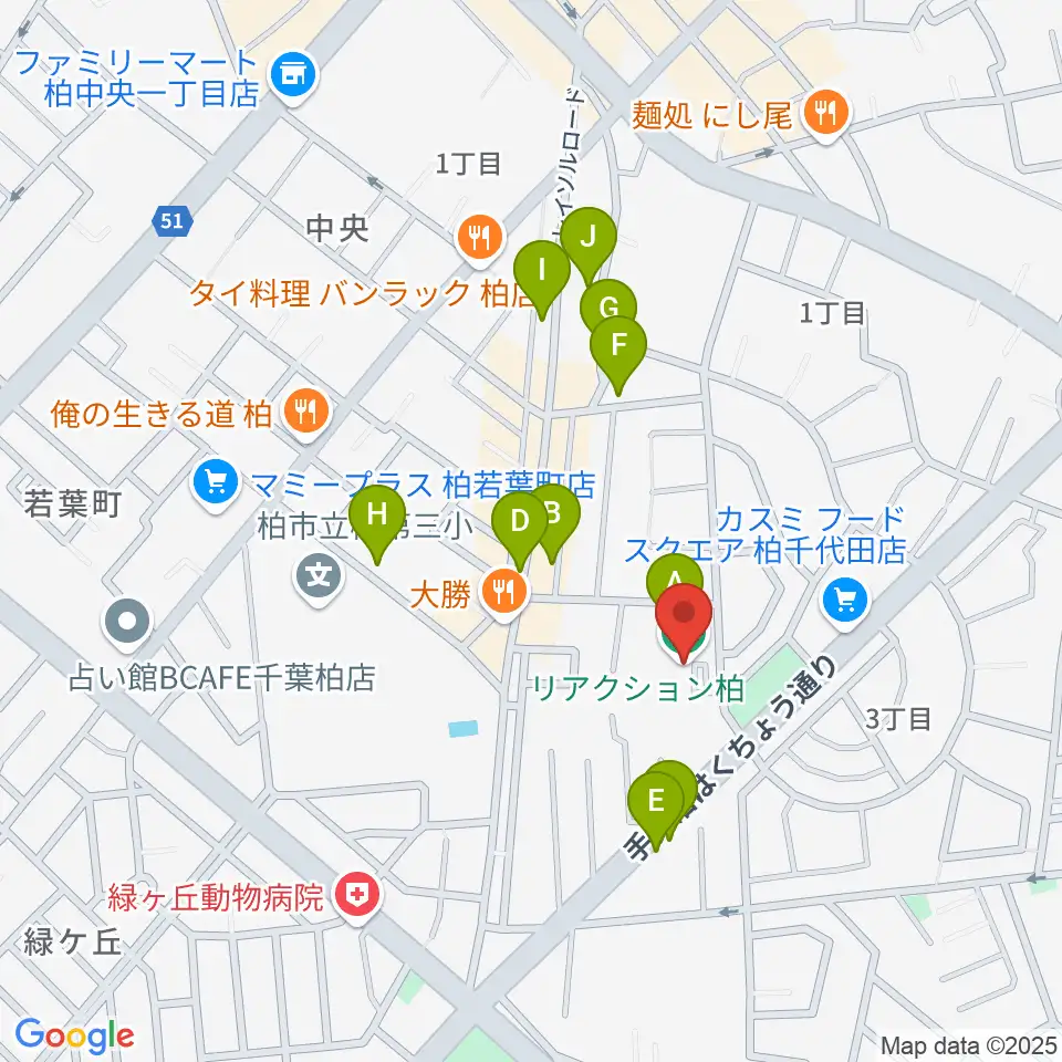 リアクション柏周辺の駐車場・コインパーキング一覧地図