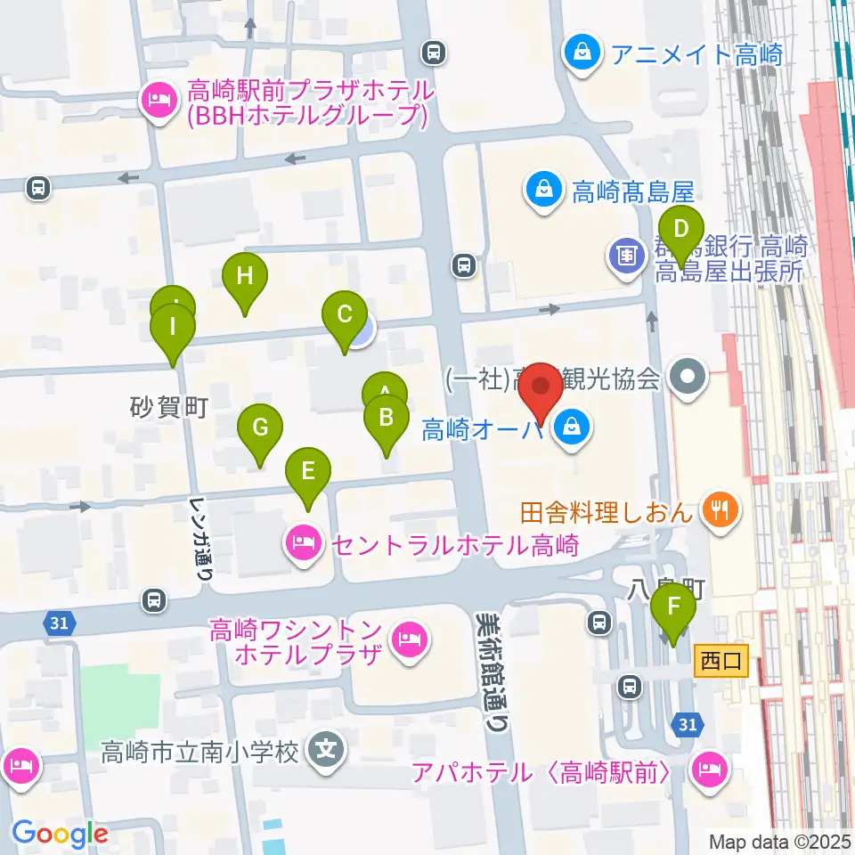 タワーレコード高崎オーパ店周辺の駐車場・コインパーキング一覧地図