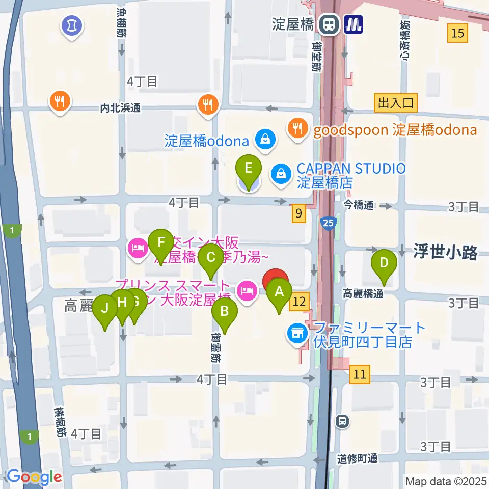 朝日生命ホール周辺の駐車場・コインパーキング一覧地図