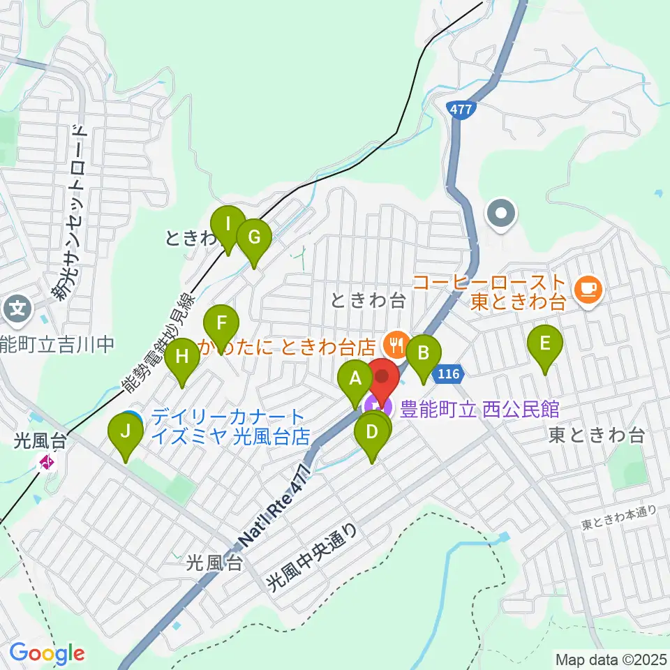 豊能町立ユーベルホール周辺の駐車場・コインパーキング一覧地図