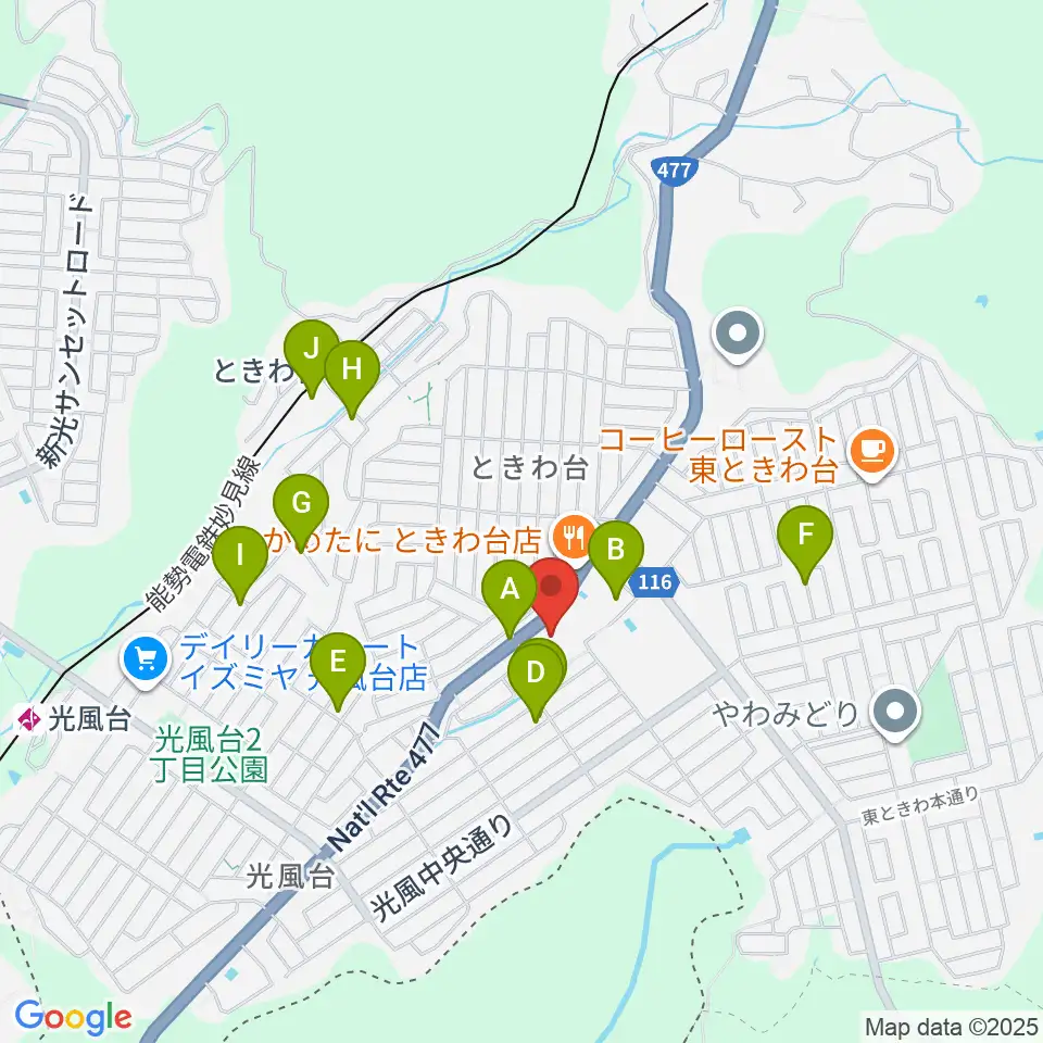 豊能町立ユーベルホール周辺の駐車場・コインパーキング一覧地図