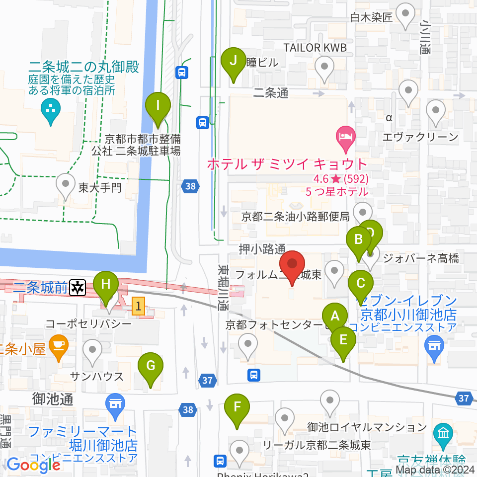 京都堀川音楽高等学校 音楽ホール周辺の駐車場・コインパーキング一覧地図