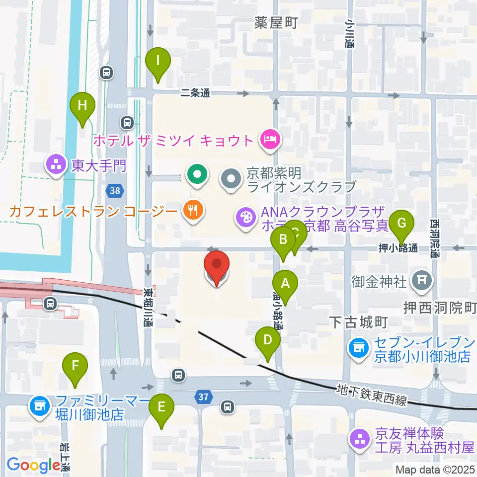 京都堀川音楽高等学校 音楽ホール周辺の駐車場・コインパーキング一覧地図