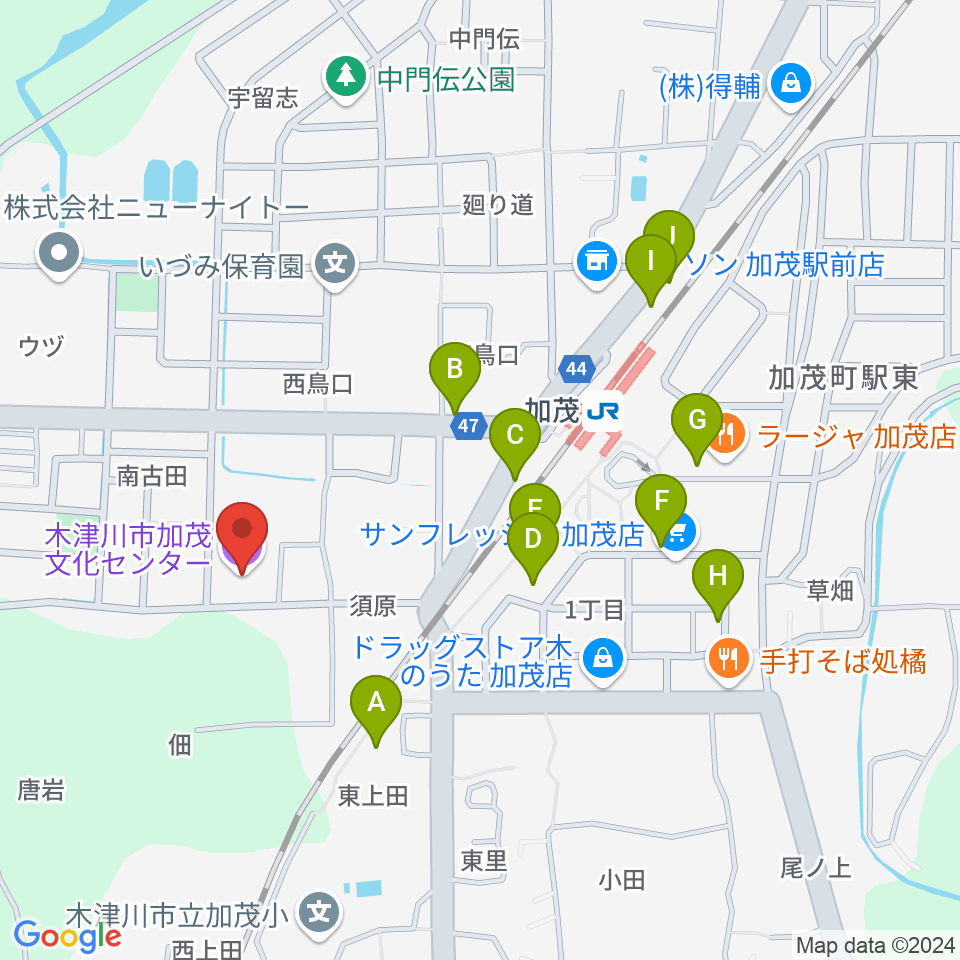 木津川市加茂文化センター あじさいホール周辺の駐車場・コインパーキング一覧地図