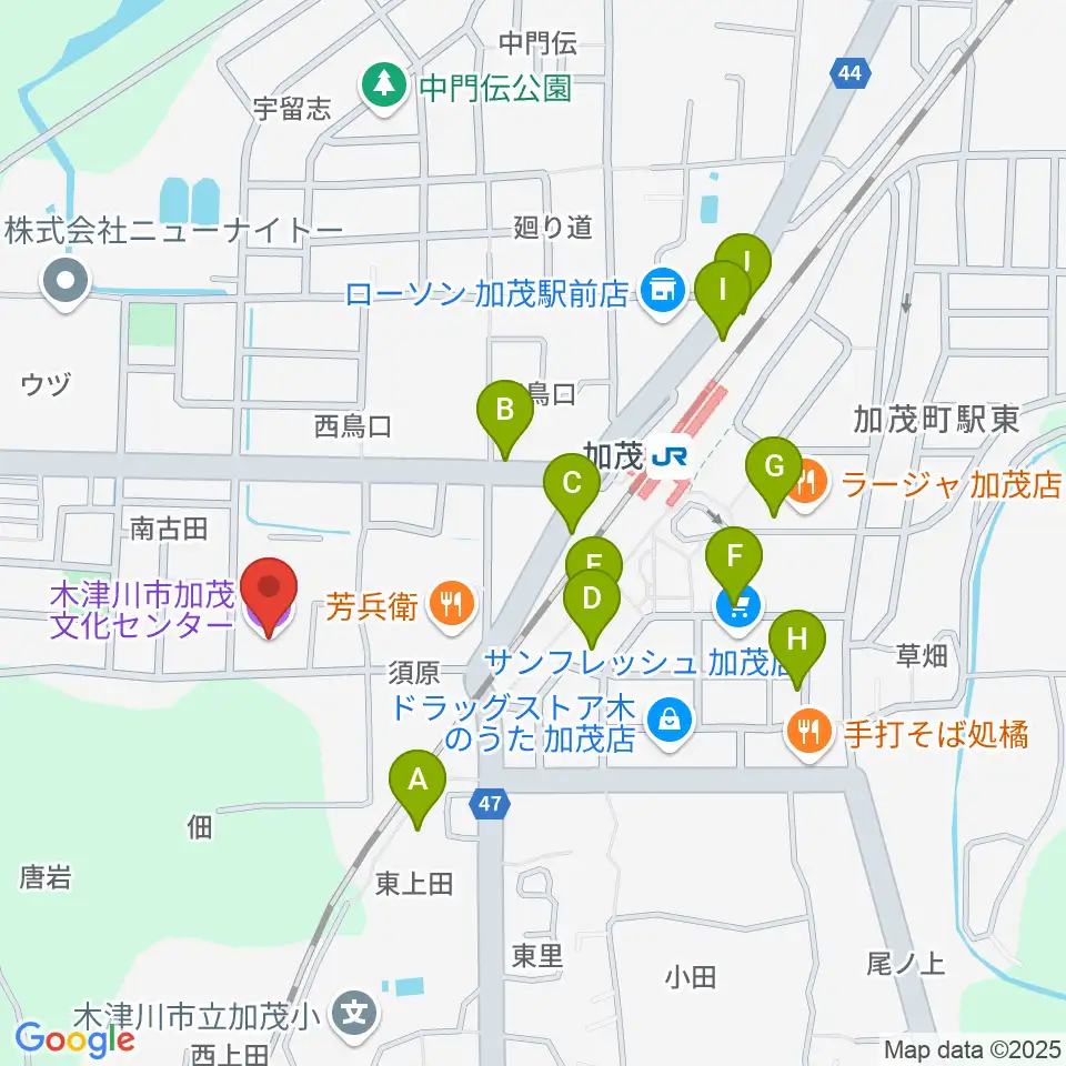木津川市加茂文化センター あじさいホール周辺の駐車場・コインパーキング一覧地図