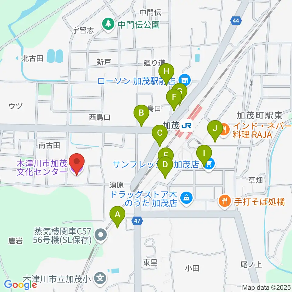 木津川市加茂文化センター あじさいホール周辺の駐車場・コインパーキング一覧地図