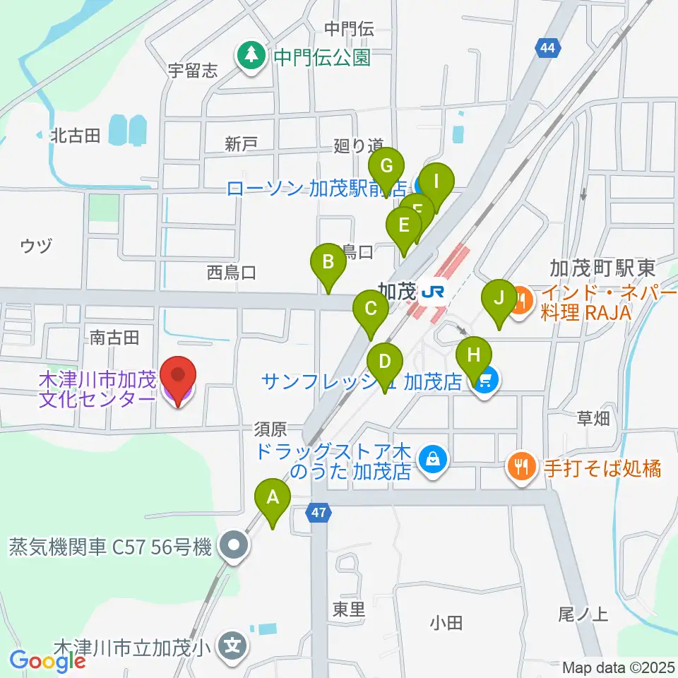 木津川市加茂文化センター あじさいホール周辺の駐車場・コインパーキング一覧地図