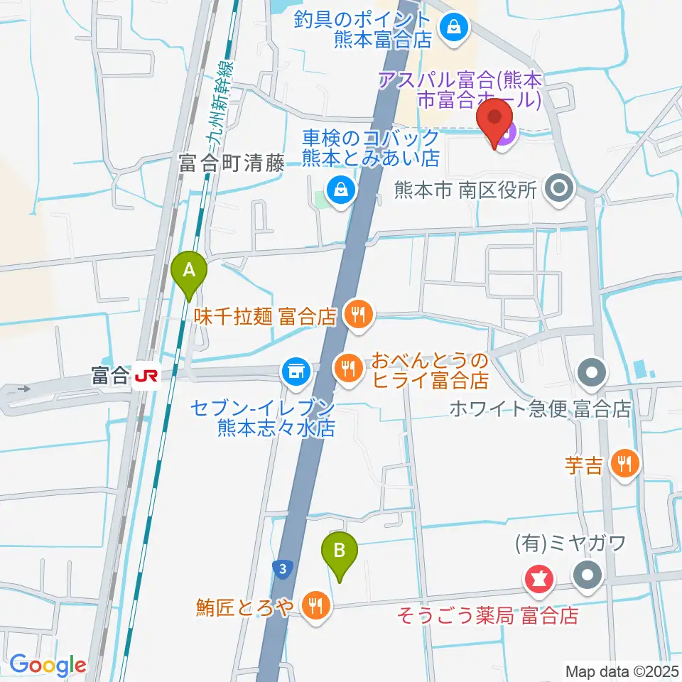熊本市富合ホール アスパル富合周辺の駐車場・コインパーキング一覧地図