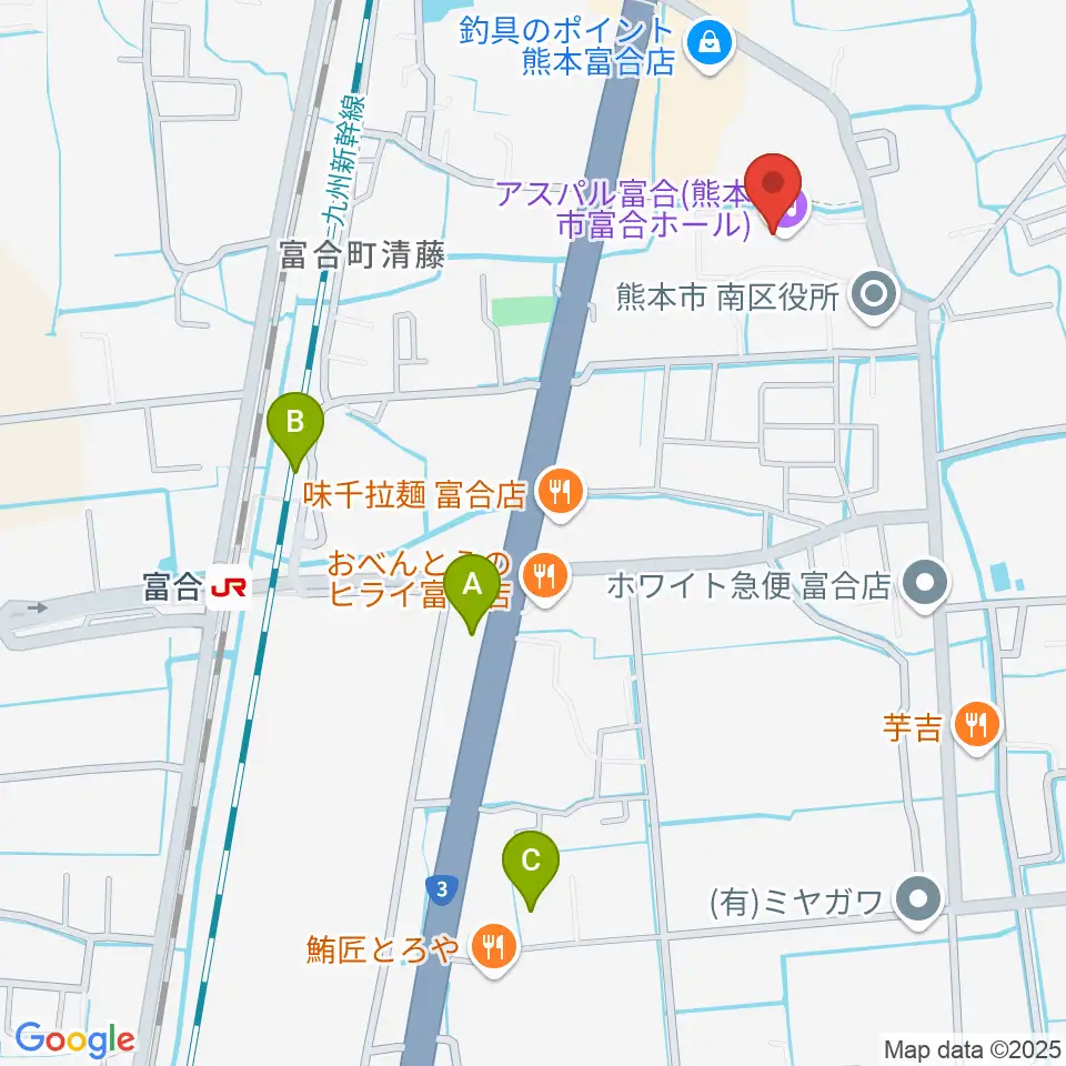 熊本市富合ホール アスパル富合周辺の駐車場・コインパーキング一覧地図