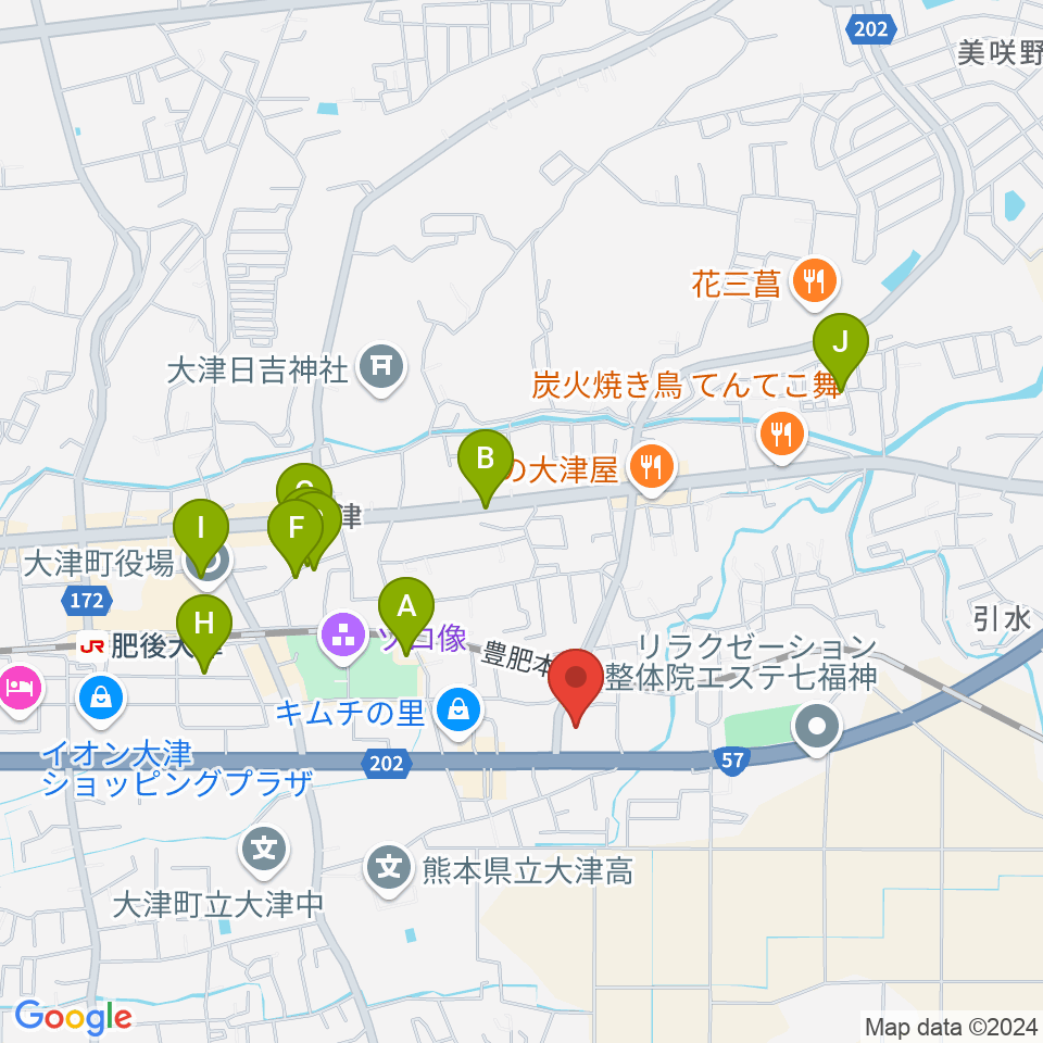 大津町生涯学習センター周辺の駐車場・コインパーキング一覧地図