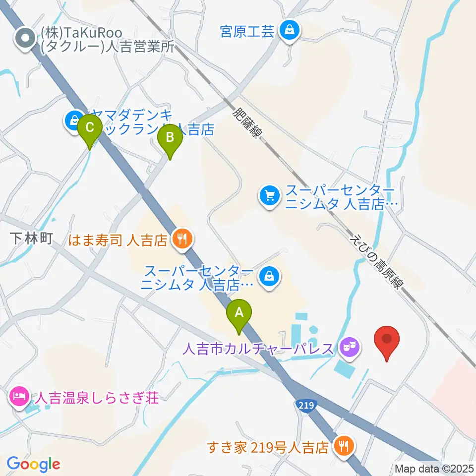 人吉市カルチャーパレス周辺の駐車場・コインパーキング一覧地図