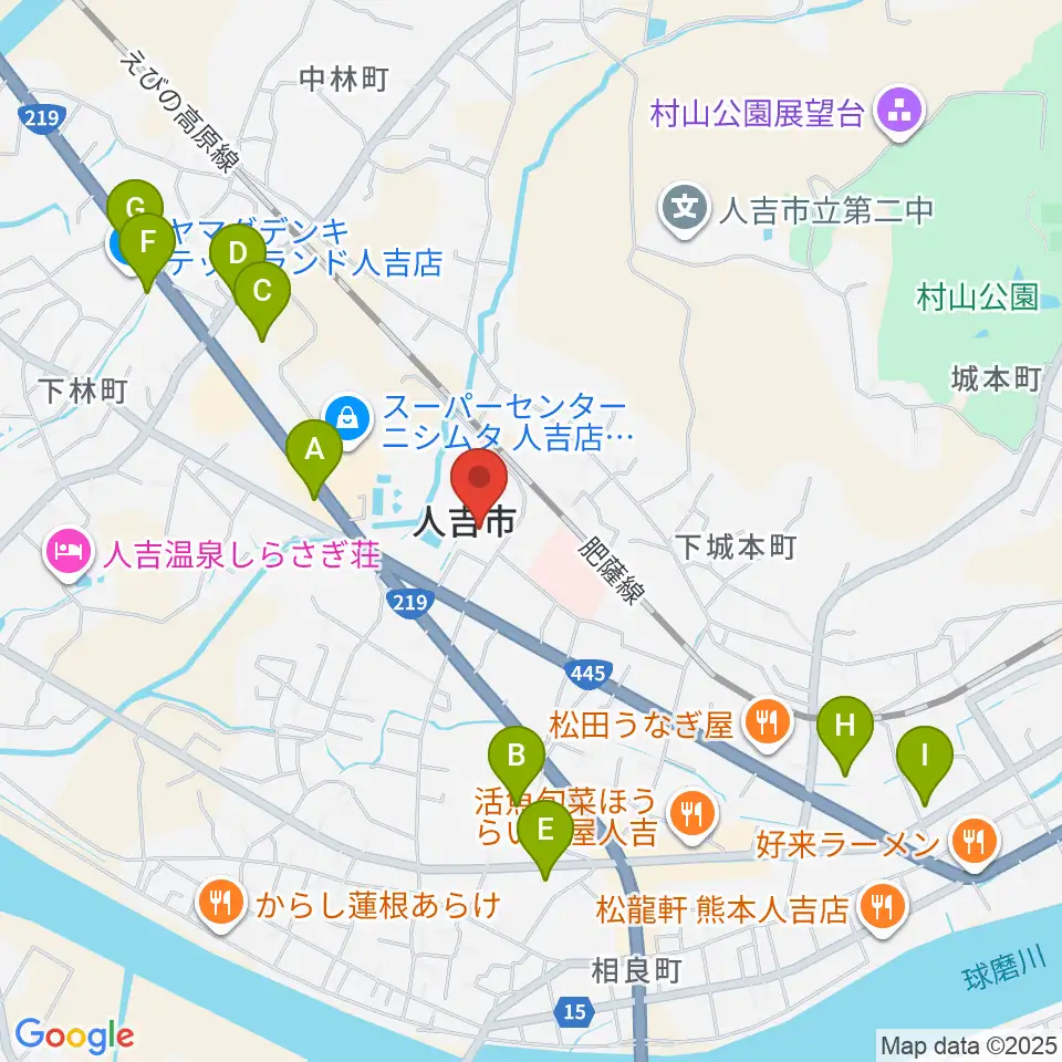 人吉市カルチャーパレス周辺の駐車場・コインパーキング一覧地図