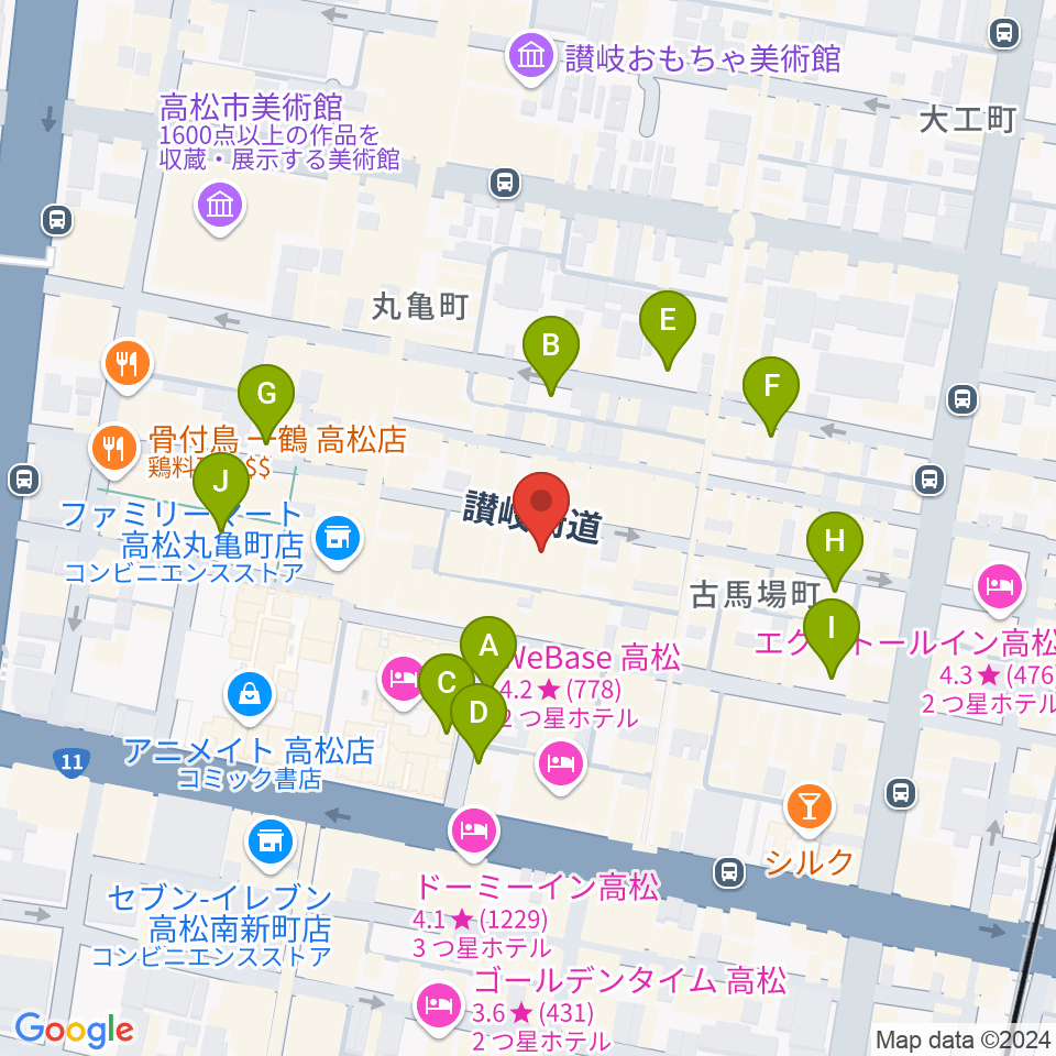 高松ビートルズ周辺の駐車場・コインパーキング一覧地図