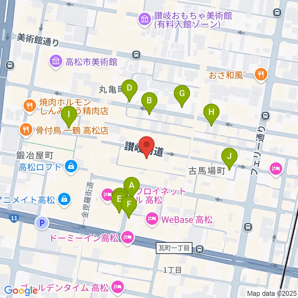 高松ビートルズ周辺の駐車場・コインパーキング一覧地図