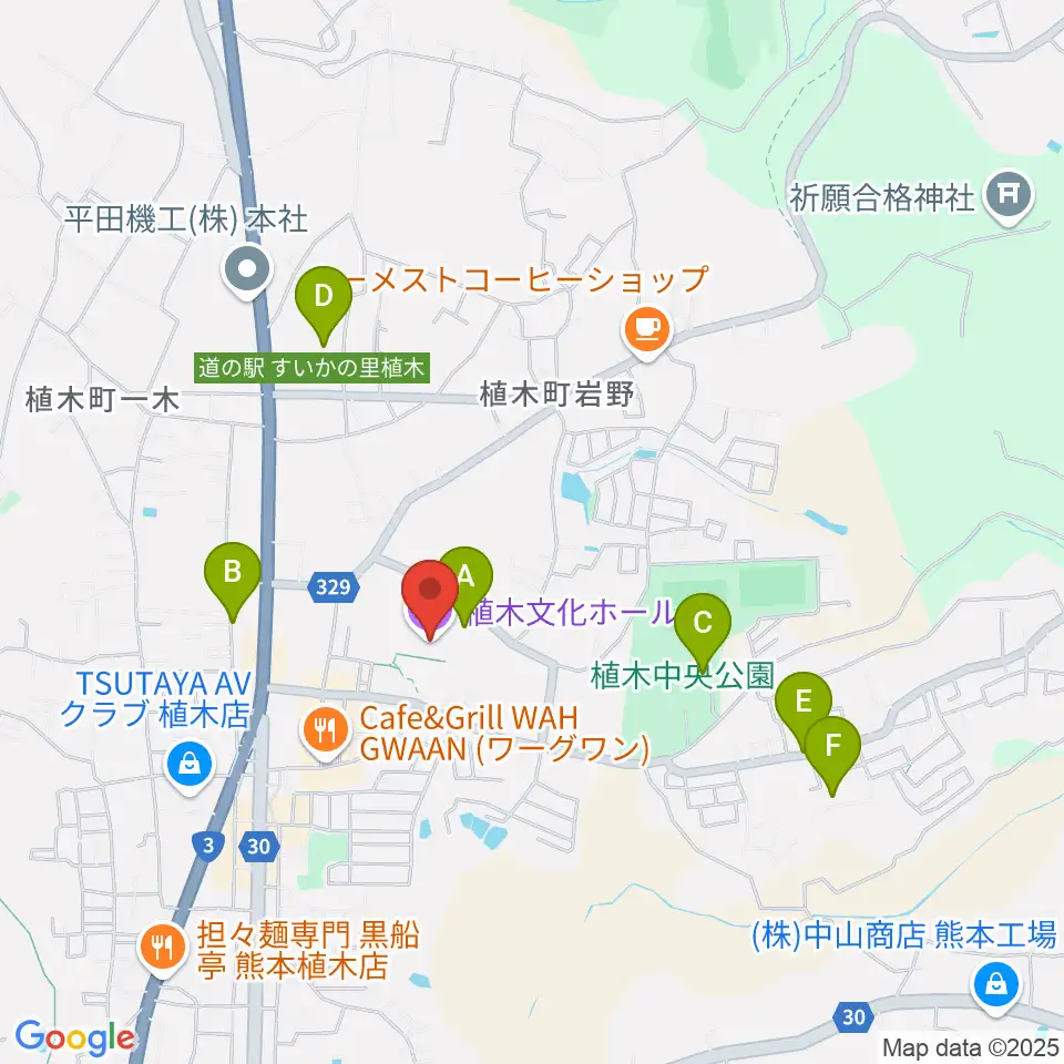 熊本市植木文化ホール周辺の駐車場・コインパーキング一覧地図