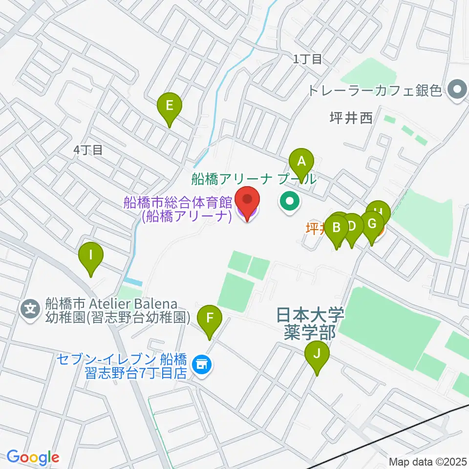 船橋アリーナ周辺の駐車場・コインパーキング一覧地図